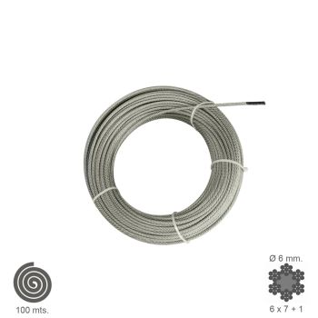 Cable Galvanizado   6 mm. (Rollo 100 Metros) No Elevacion