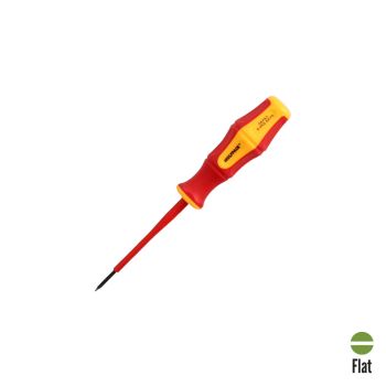 Destornillador Plano Aislado Certificado VDE 1.000 V. Medida 0,4 x Ø 2,5 x 75 mm.