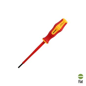 Destornillador Plano Aislado Certificado VDE 1.000 V. Medida 0,6x Ø 3,0 x 100 mm.