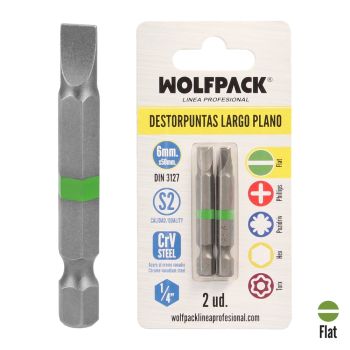 Destorpuntas Largo Plano 6 mm. (2 Piezas) Acero S2 al Cromo Vanadio