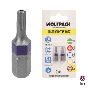 Destorpuntas Torx T15 (2 Piezas) Acero S2 al Cromo Vanadio