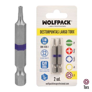 Destorpuntas Largo Torx T10 (2 Piezas) Acero S2 al Cromo Vanadio