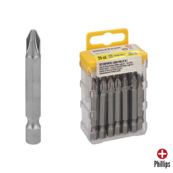 Destorpuntas Largo Phillips Nº 2 (20 Piezas) Acero S2 al Cromo Vanadio