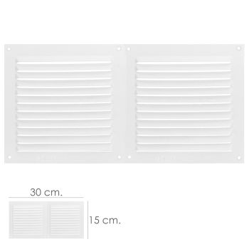 Rejilla Ventilacion Atornillable Doble 30x15 cm. Blanca