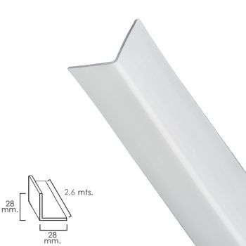 Perfil Pvc Angulo 28x28 mm. Blanco Barra 2,5 metros