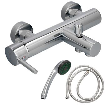 Monomando Bañera / Ducha "Dresde" Con Con Flexo y Maneral Cartucho Ceramico Ø 35 mm.