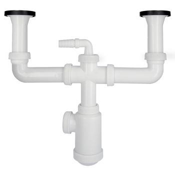 Sifon Doble Con Valvula Extensible 1-1/2" Con Sumideros de Ø 70 mm.