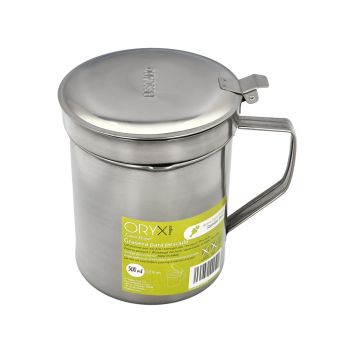 Grasera Acero Inoxidable Para Pescado 0,5 Litros. Con Colador y Tapa