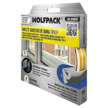 Burlete Elástico "P" 6m. x 9mm. Blanco