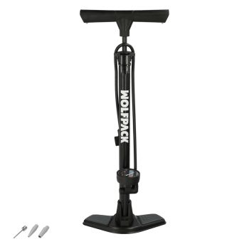 Bomba Inflar Con Manometro 8 Bares. Valvulas SCHRADER y PRESTA con Adaptadores. Base Acero.