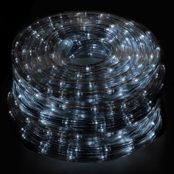 Luces Navidad Tubo Luz Blanca Fria 1200 LEDs Uso Exterior / Interior IP44 Rollo 50 Metros. 3 Kits de división