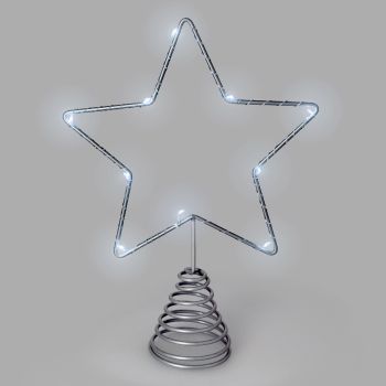 Luces Navidad Estrella Arbol Navidad Luz Blanco Frio. 10 Leds. Uso Interno Protección IP20. 2 Baterias AA