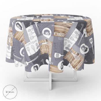 Mantel Antimanchas Hule Redondo Ø 140 cm. Cuisin