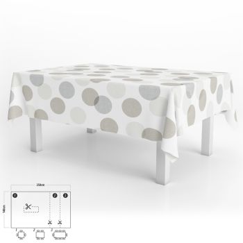 Mantel Antimanchas Hule Rectangular 140 x 250 cm. Circulos Beige