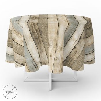 Mantel Antimanchas Hule Redondo Ø 140 cm. Tablones Madera