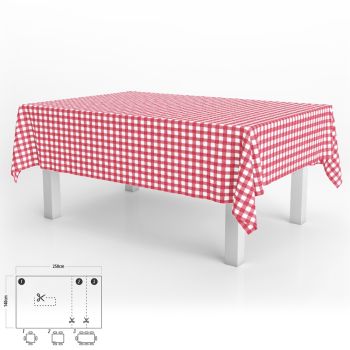 Mantel Antimanchas Hule Rectangular 140 x 250 cm. Cuadros Rojos