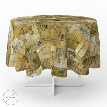 Mantel Antimanchas Hule Redondo Ø 140 cm. Tablones Vino