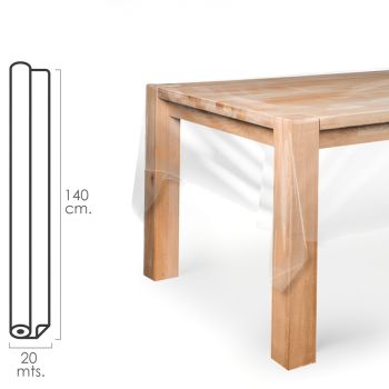 Mantel Antimanchas Hule Rollo 140 cm. x 20 metros. Transparente