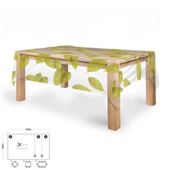 Mantel Antimanchas Hule Rectangular 140 x 250 cm. Hojas Transparente