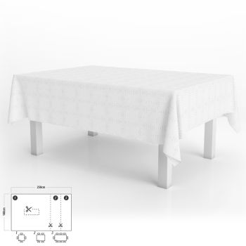 Mantel Antimanchas Hule Muleton Rectangular 140 x 250 cm. Color Blanco