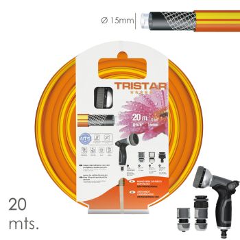 Manguera Tricotado No Torsion 15 mm. - 5/8" Rollo 20 Metros Con Kit de Riego