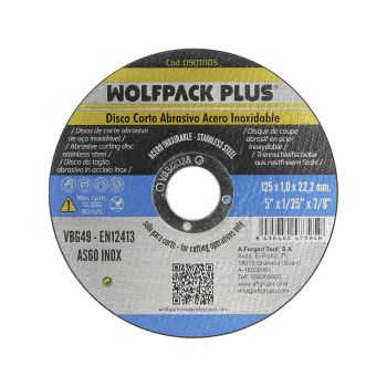 Disco Corte Abrasivo Acero Inoxidable Ø 125 x 22,2 Mm. Espesor 1,0 Mm.