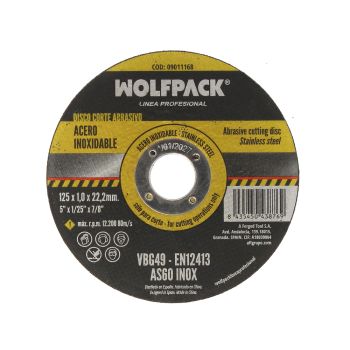 Disco Corte Abrasivo Acero Inoxidable Ø 125x Ø 22,2 mm. Espesor 1,0 mm.