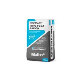 Saco de 15 kg de PROPAM IMPE FLEX RADON, mortero impermeabilizante y barrera contra el gas radón